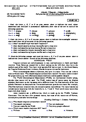 Đề thi tuyển sinh vào Lớp 10 môn Tiếng Anh (Không chuyên) - Năm học 2018-2019 - Sở giáo dục và đào tạo Đăk Lăk (Có đáp án)